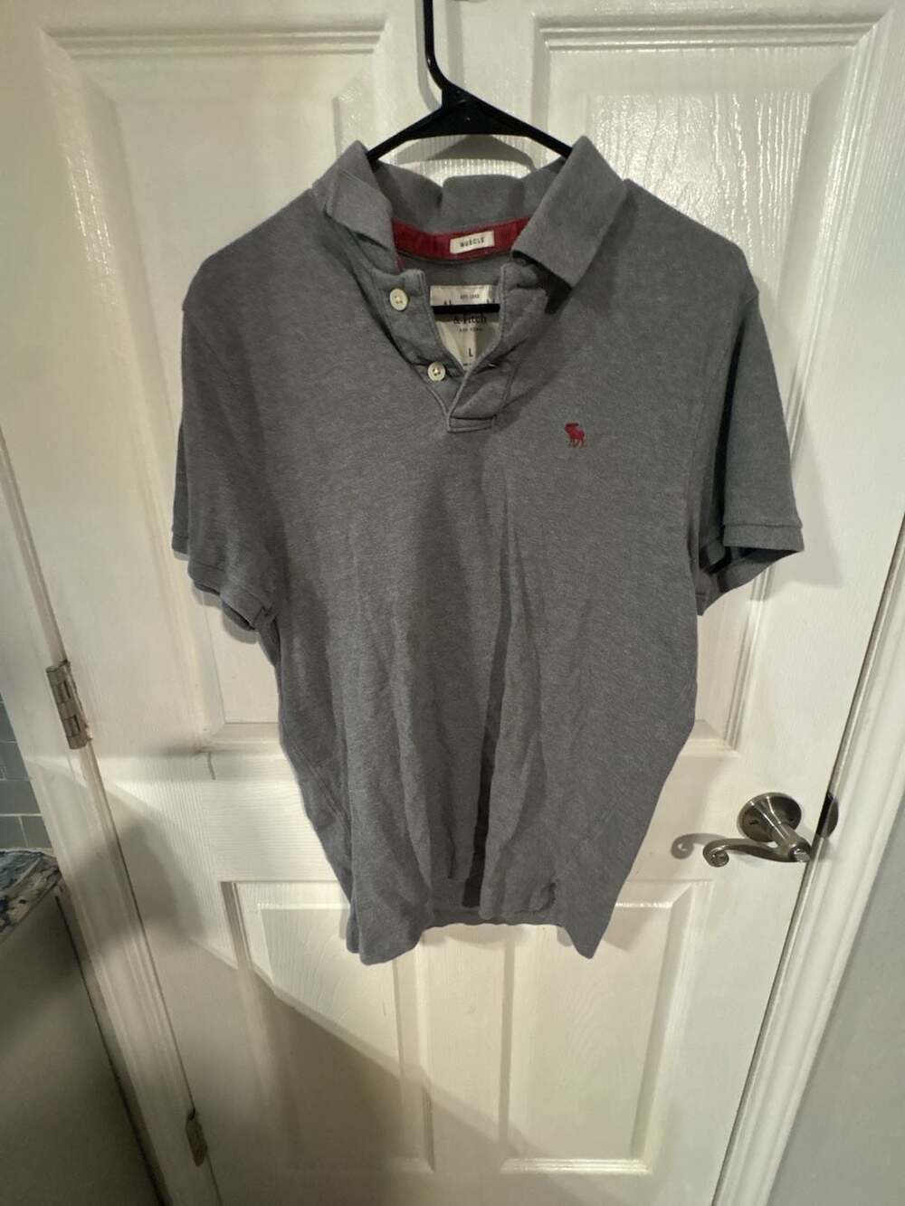 Abercrombie & Fitch Gray Muscle Fit Polo Shirt Size L